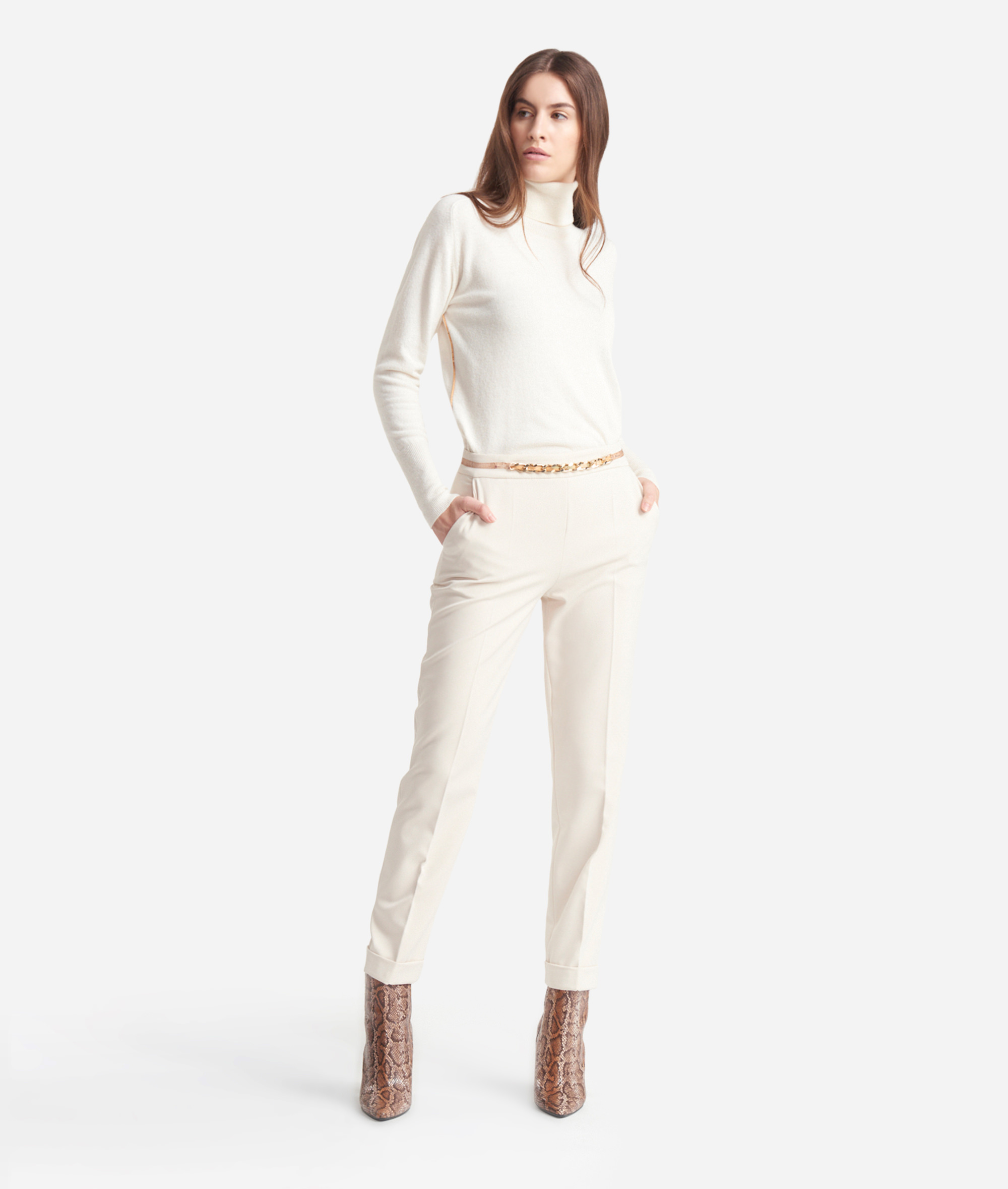 Pantalone basic in cavallery stretch Bianco