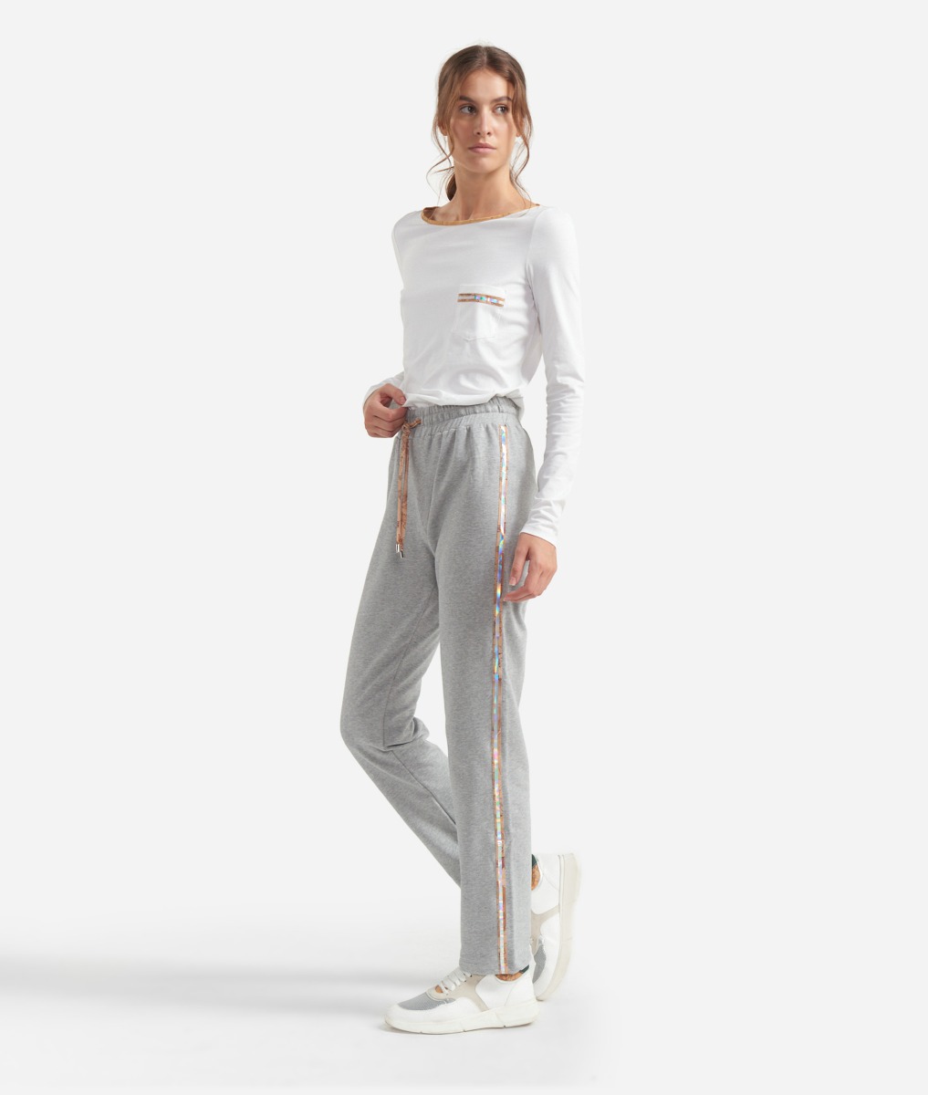 Pants in cotton fleece Grey