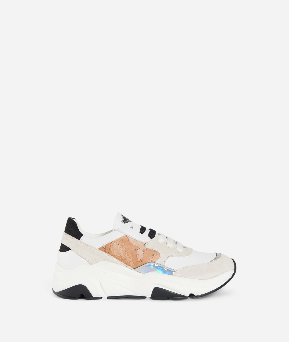 Running Sneakers in suede fabric White