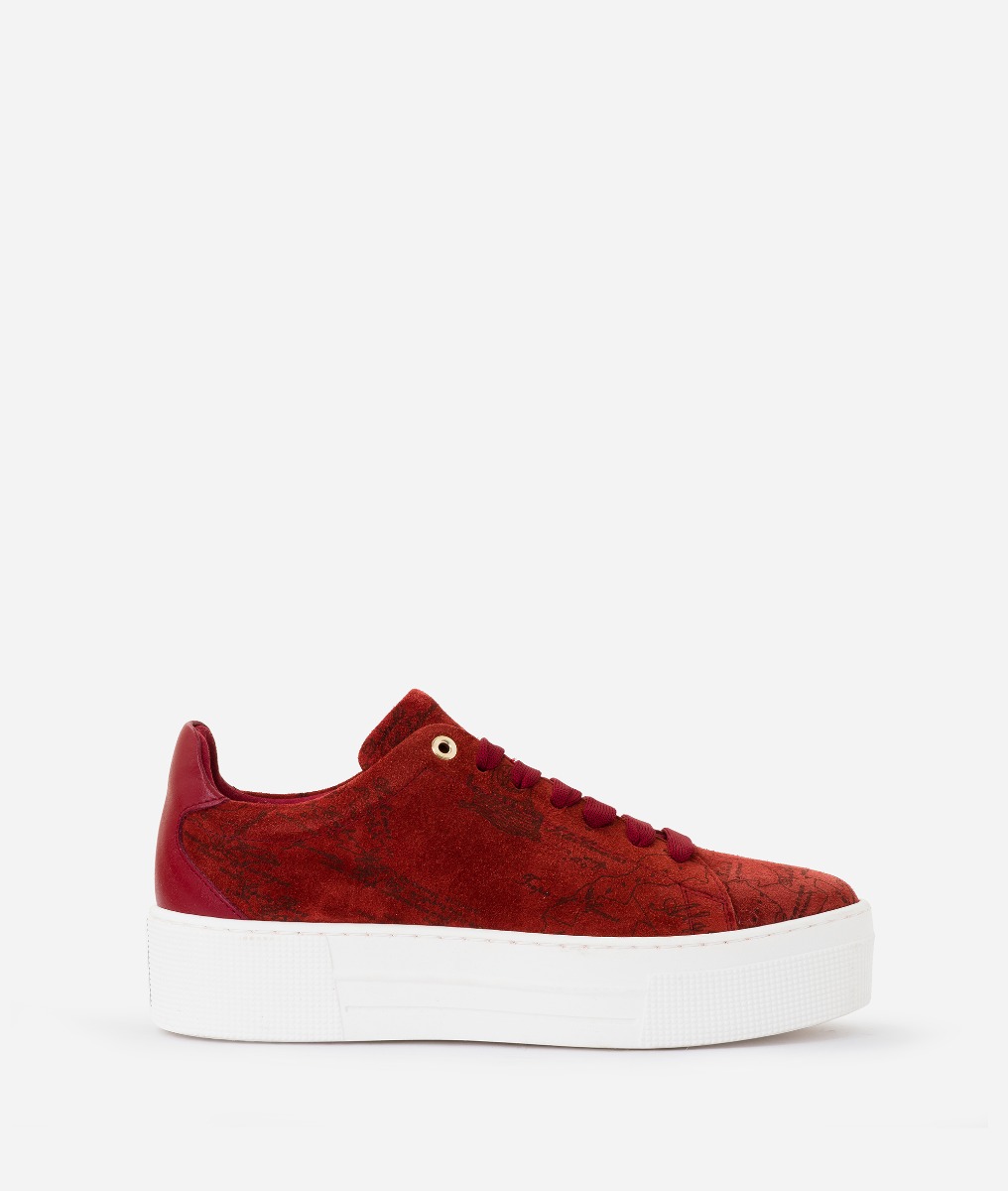 Suede Map Sneakers in pelle scamosciata Rosse