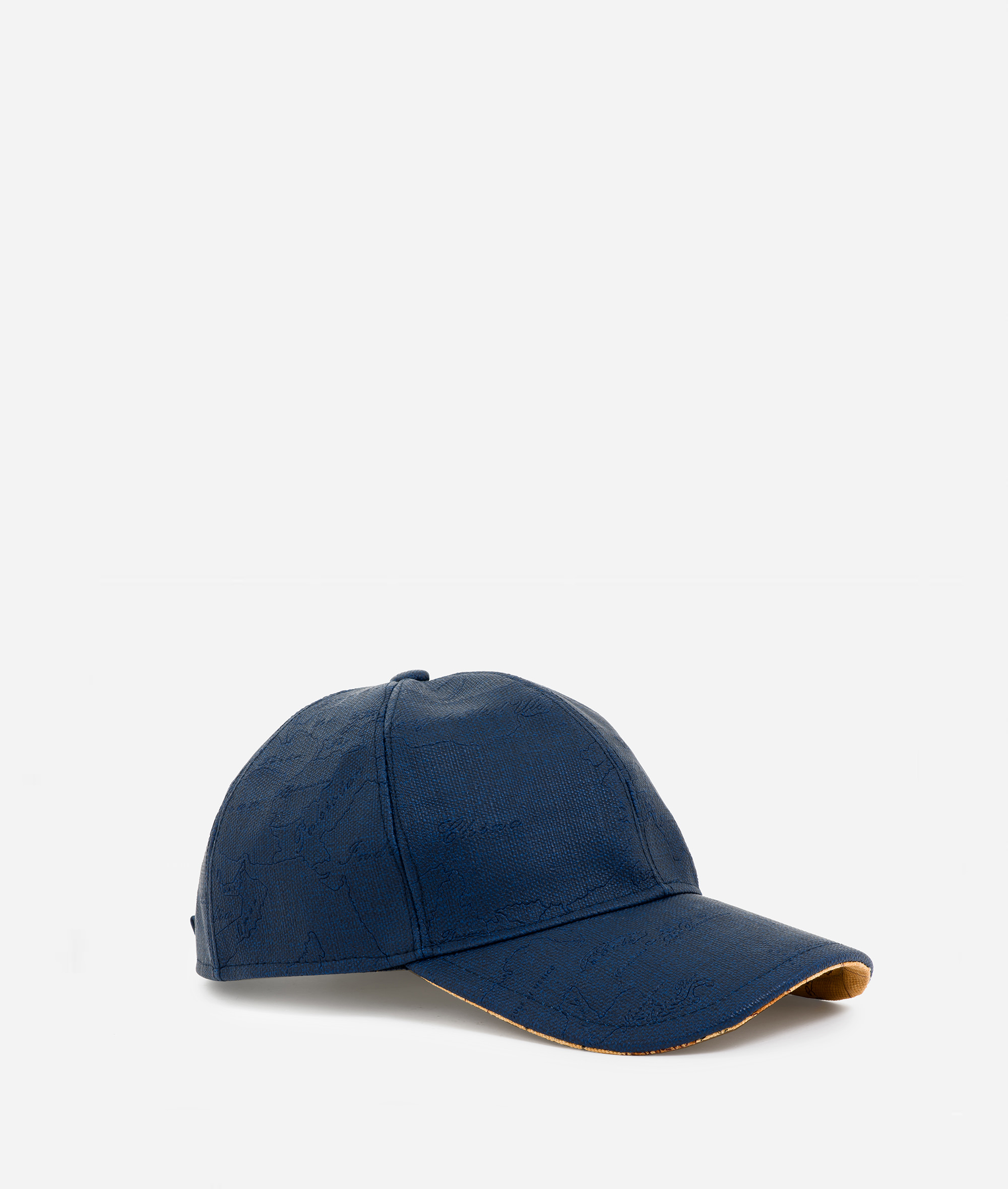 Cappello baseball in canvas spalmato con impressione mappa Blu