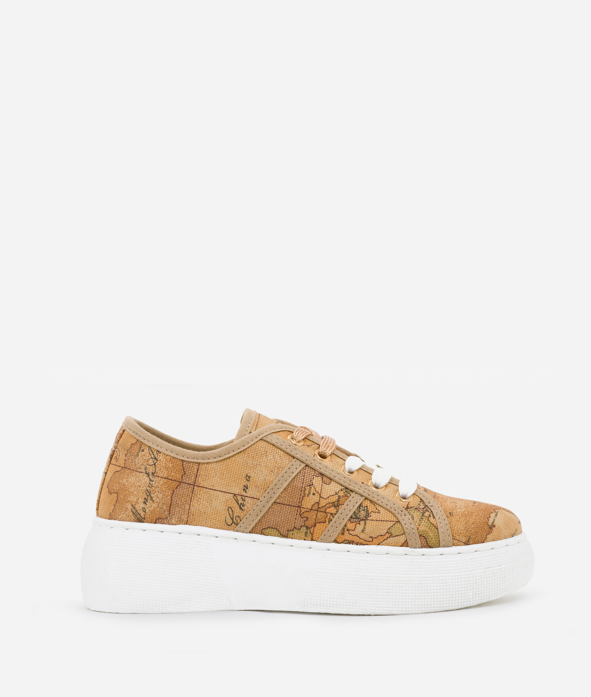 Sneakers con platform in canvas stampa Geo Classic