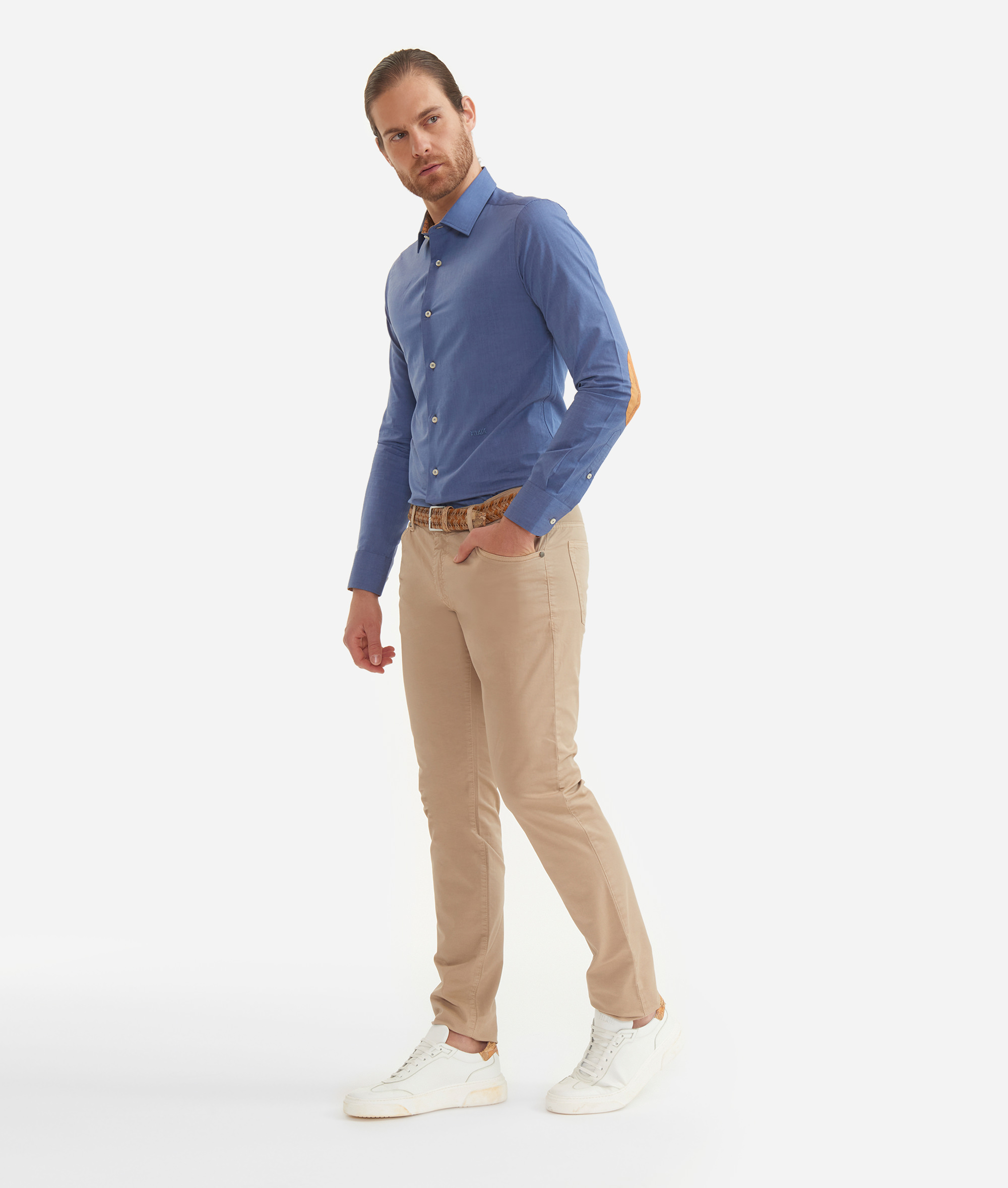 Camicia super slim fit con toppe in puro cotone Blu Jeans