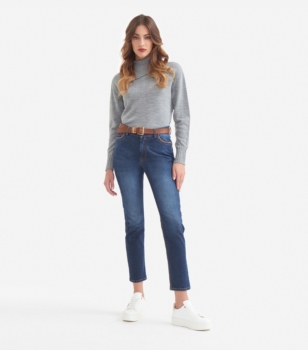 Jeans regular in denim stretch trattato Blu