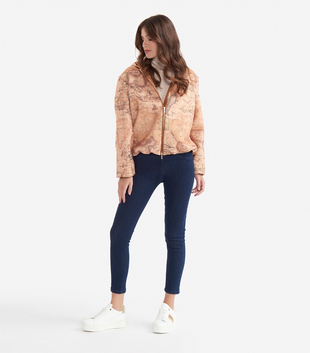 Giacca bomber in panno stampa Geo Classic