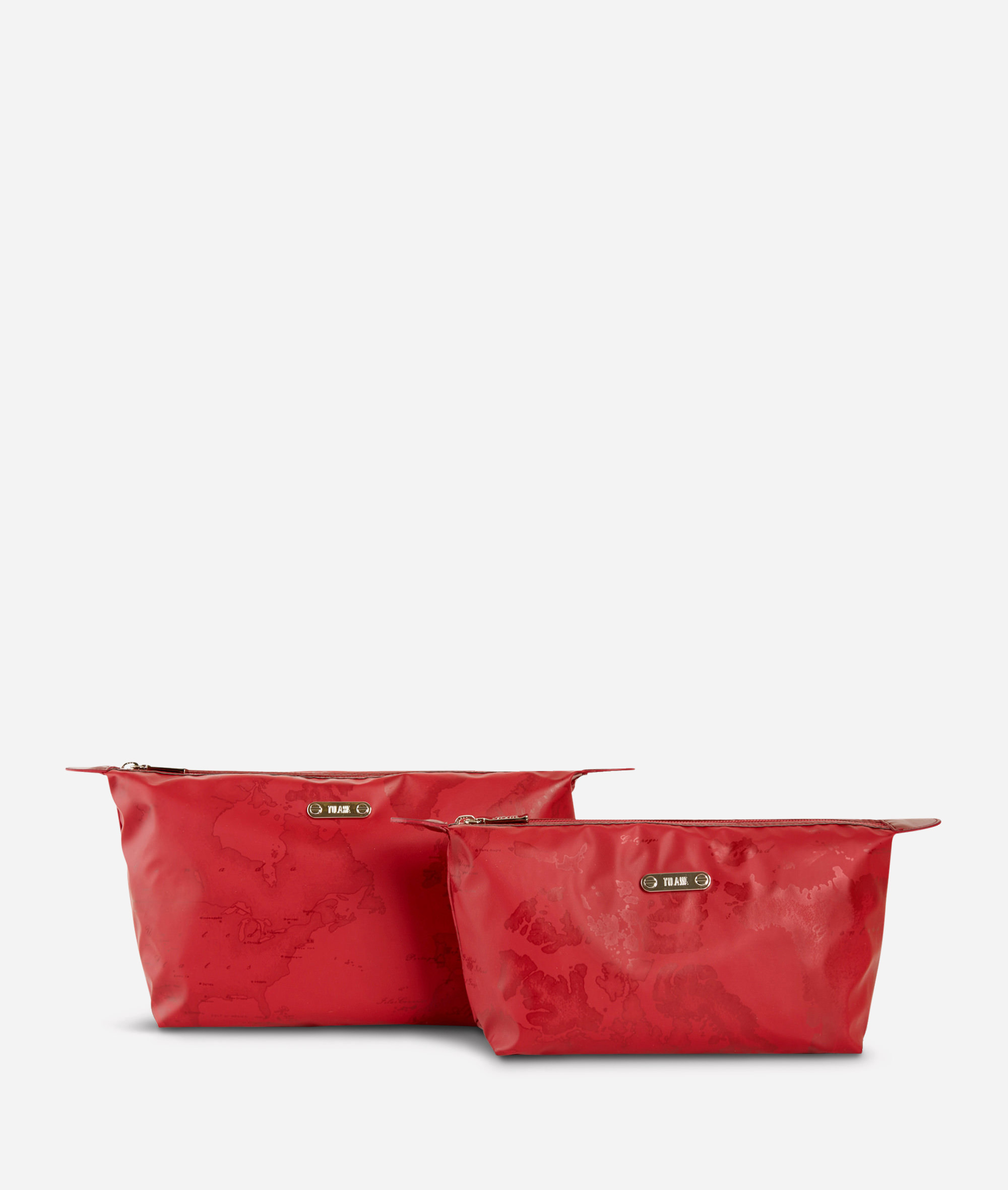 Alviero Martini - Set pochette media e piccola in tessuto geo rosso
