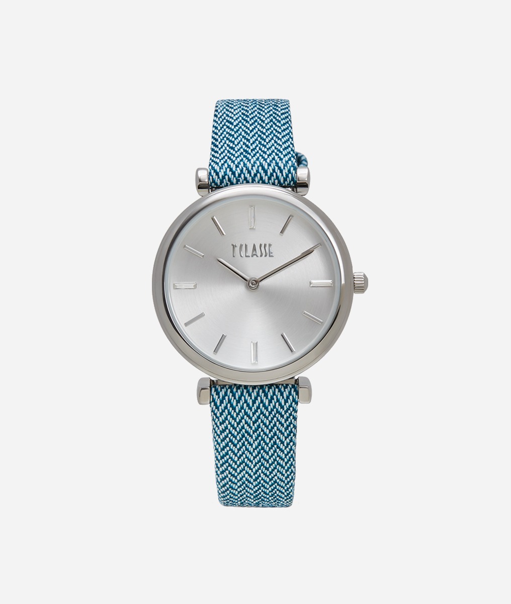 Sardegna orologio con cinturino in pelle stampa chevron Blu Tirreno