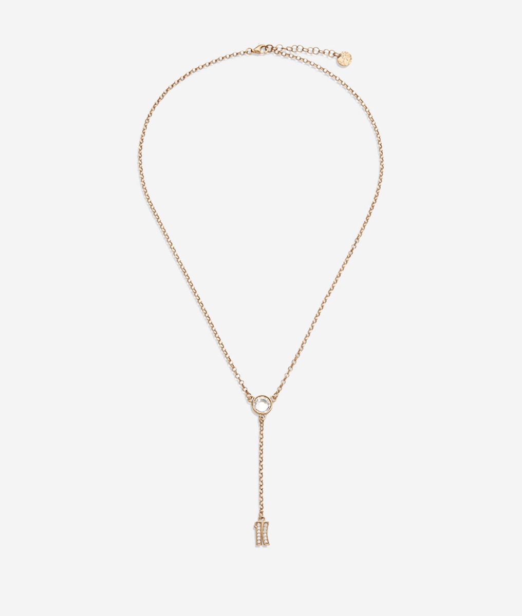 Fifth Avenue collana con pendente 1C in zirconi bianchi bagnata in Oro Giallo
