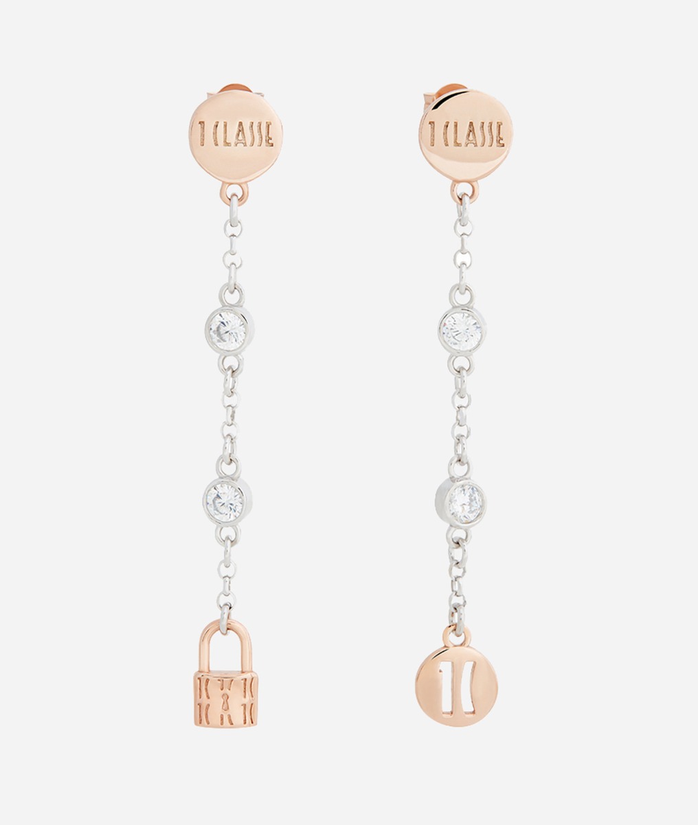 Alviero Martini - Rambla orecchini pendenti con dettagli bagnati oro rosa in argento