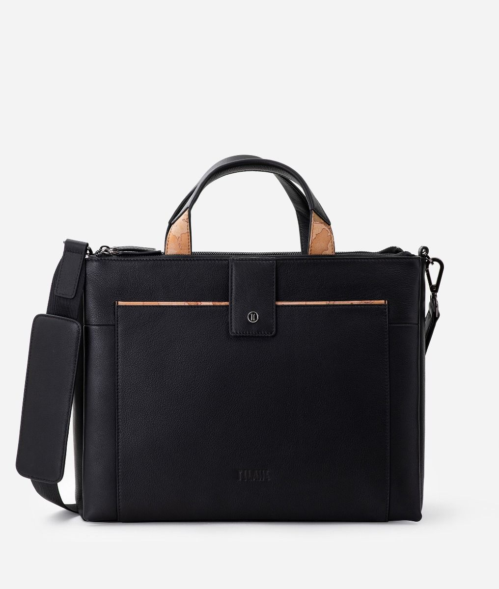 Leather briefcase Black,front