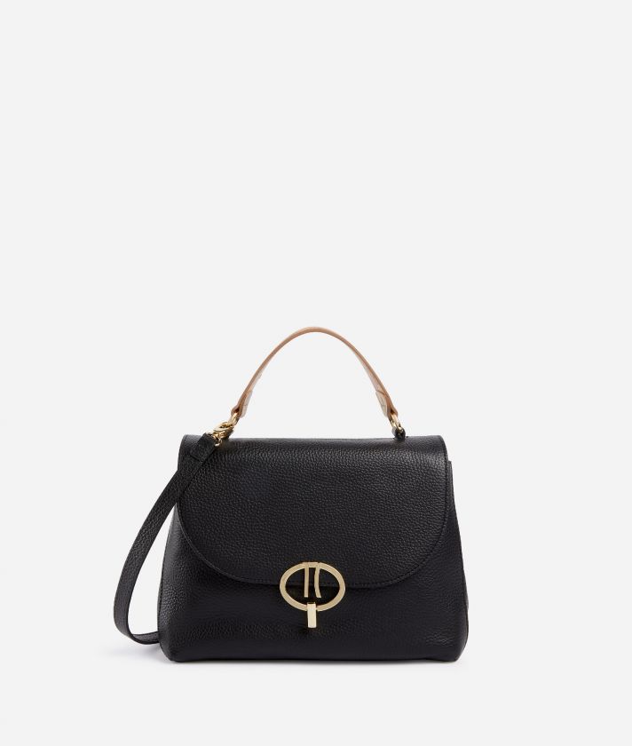 New Moon Leather flap handbag Black