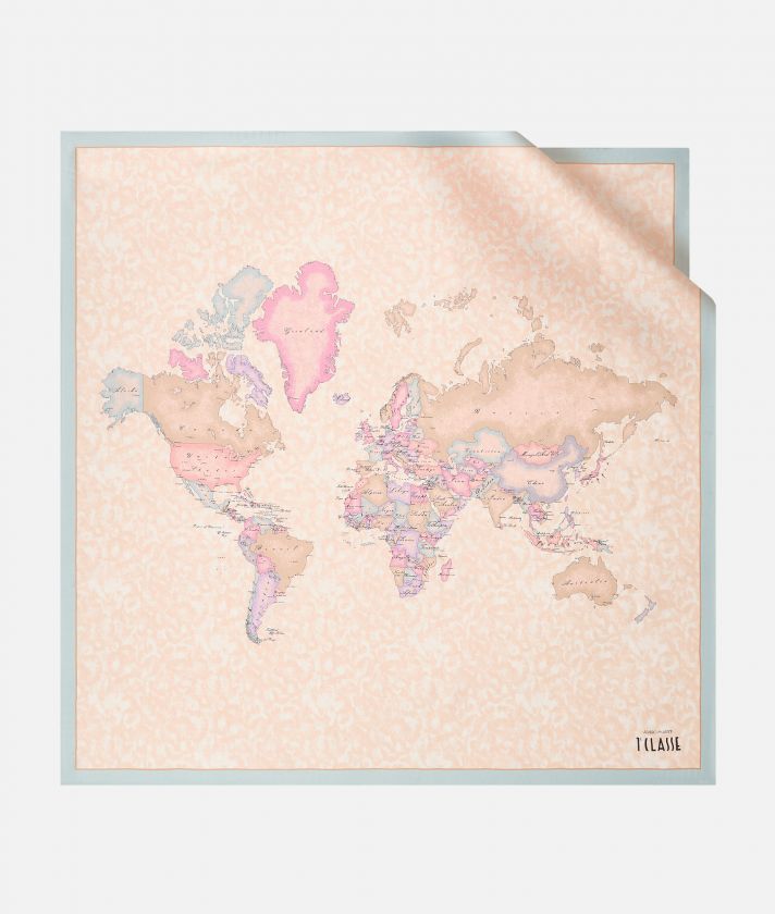 Geo Cotton Candy silk foulard 90x90 Arctic Blue