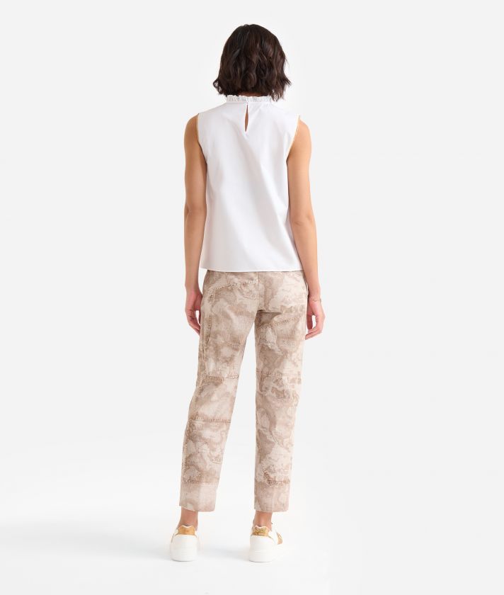 Crisp cotton poplin sleeveless top White