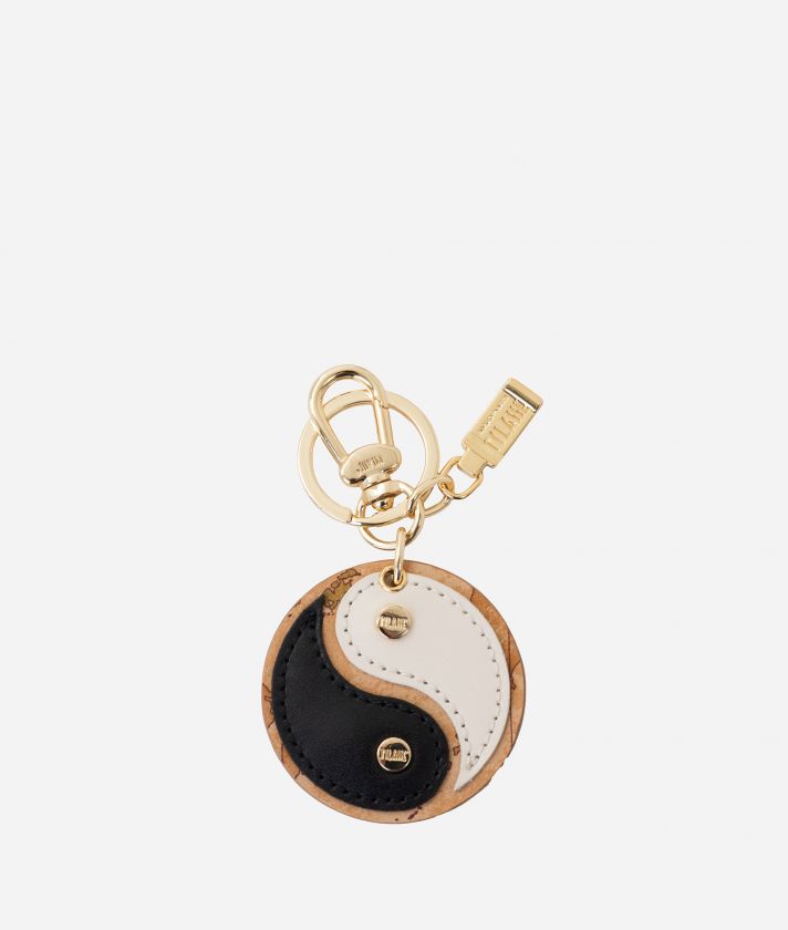 Yin&Yang leather keychain Black and White