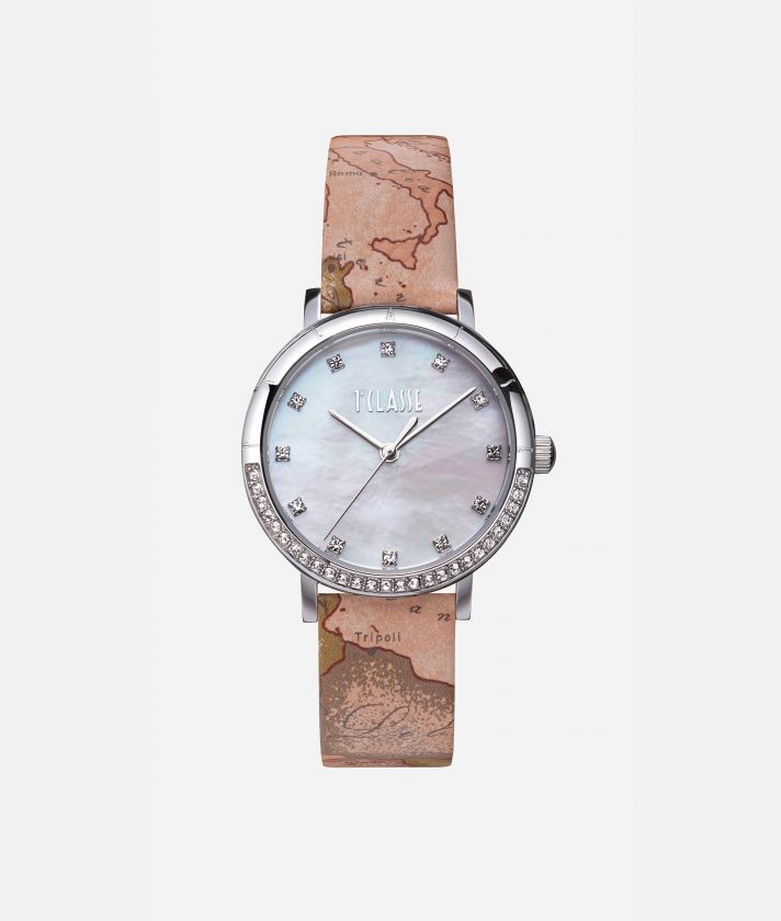 Positano watch with Geo Classic leather strap Silver