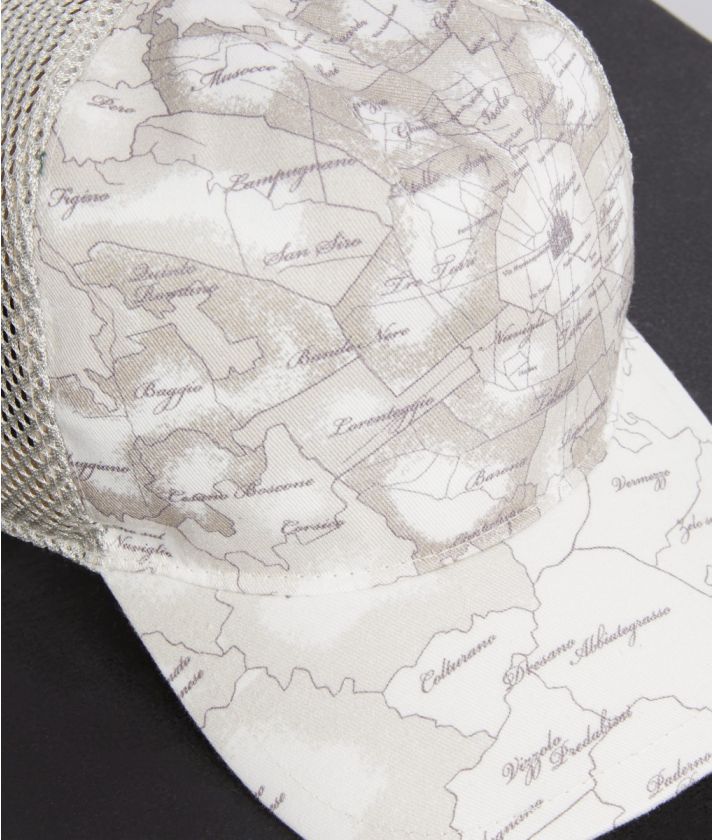 Cappello da baseball in cotone stampa Geo Map Milano Bianco