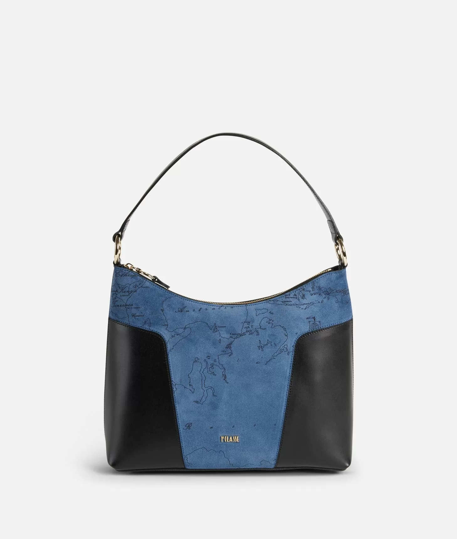 blue suede hobo bag