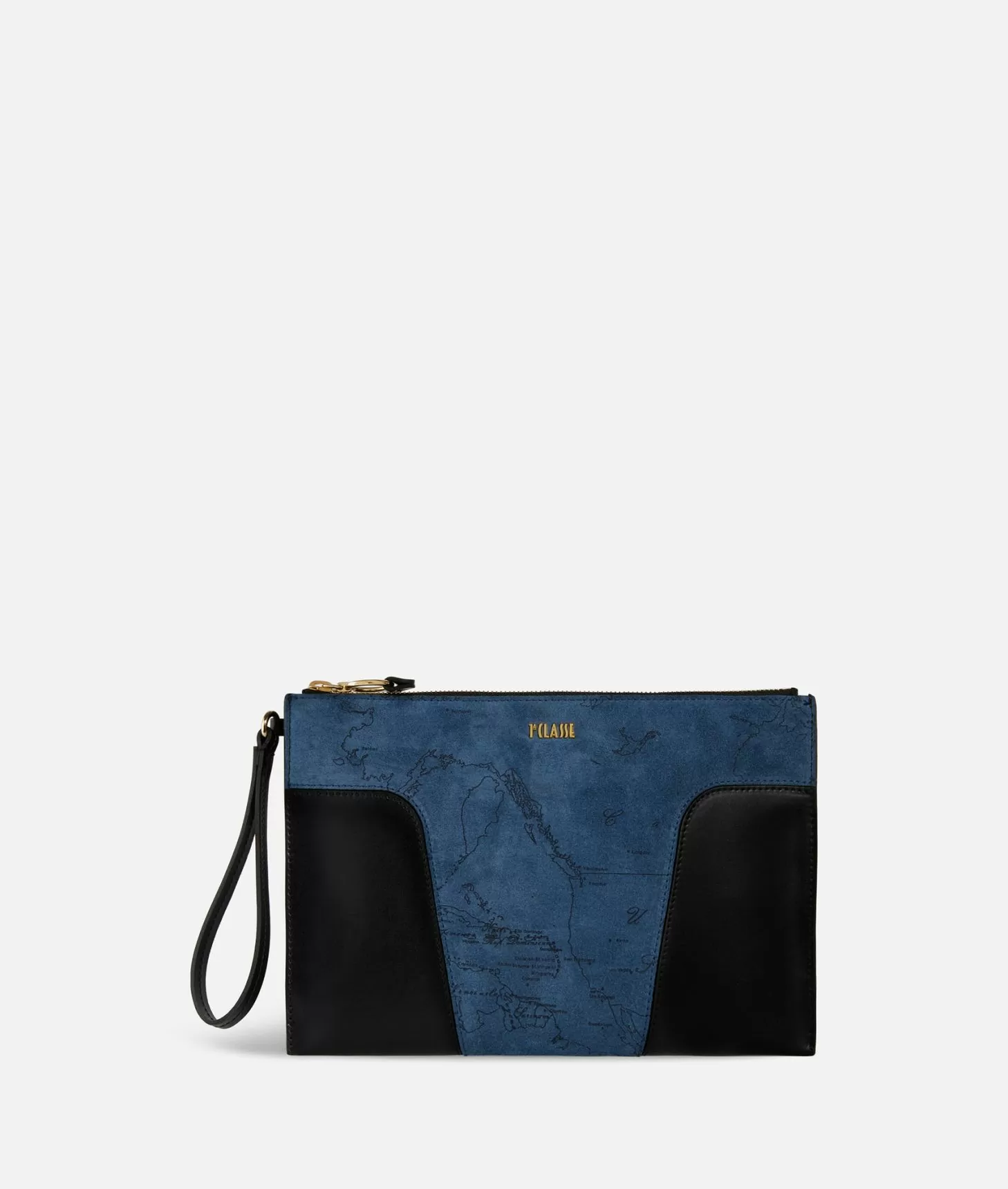 powder blue suede clutch bag