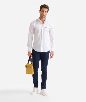 Slim fit stretch cotton shirt with Geo Classic pocket White Slim fit stretch cotton shirt with Geo Classic pocket White